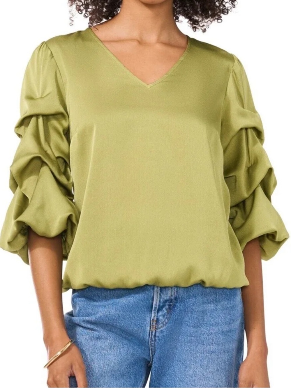 Vince Camuto V-Neck Ruffle Sleeve Top NWT SZ-Small 4-6